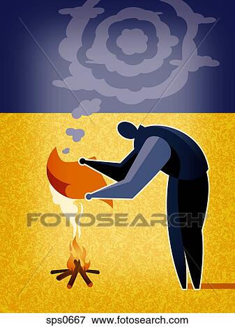 A man making smoke signals View Large Illustration Stock Illustration - A man making smoke signals. Fotosearch