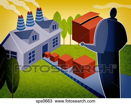 A man working at a warehouse View Large Illustration Drawing - A man working at a warehouse. Fotosearch
