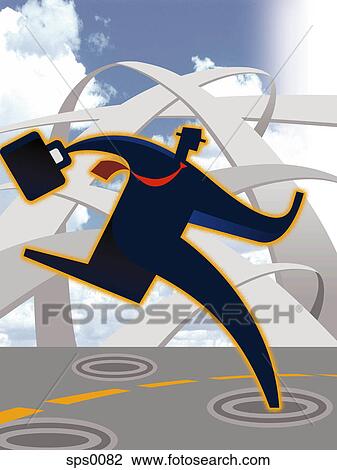 A drawing of a busy salesman View Large Illustration Drawing - A drawing of a busy salesman. Fotosearch