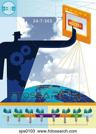 A man accessing a password protected site View Large Illustration Drawing - A man accessing a password protected site. Fotosearch