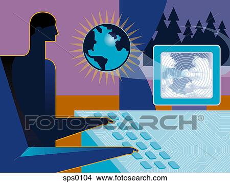 A man accessing the world wide web View Large Illustration Stock Illustration - A man accessing the world wide web. Fotosearch