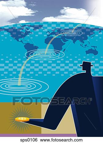 Stock Illustration - A man making an investment in the world of business. Fotosearch