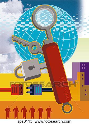 An all-in-one internet security solution View Large Illustration Stock Illustration - An all-in-one internet security solution. Fotosearch