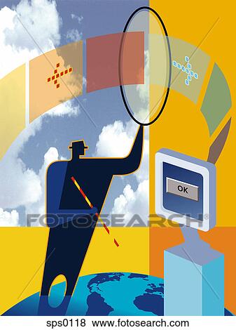 Stock Illustration - An easy computer access via the touch screen ok button. Fotosearch