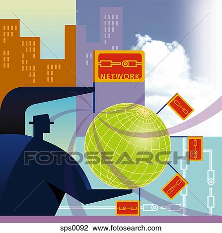 A drawing of a network service provider View Large Illustration Drawing - A drawing of a network service provider. Fotosearch