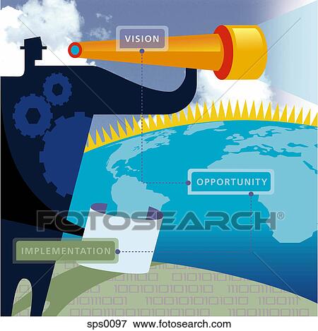Stock Illustration - The linkage between a company's vision, opportunity and implementation. Fotosearch