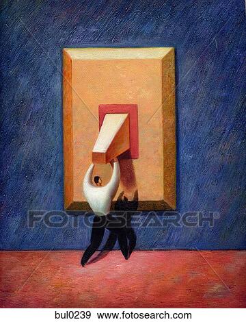 Stock Illustration - Businessman turning on a giant switch. Fotosearch