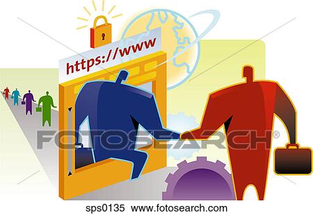 Stock Illustration - An online business meeting. Fotosearch
