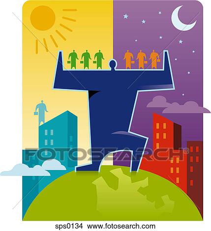 A man carrying his employees on his shoulders View Large Illustration Stock Illustration - A man carrying his employees on his shoulders. Fotosearch