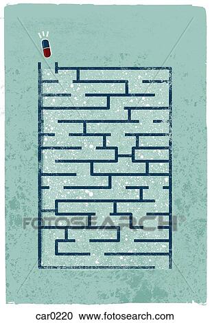 Clipart - A capsule about to go through a maze. Fotosearch