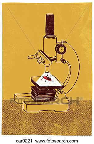 Clip Art - A pill under the lens of a microscope. Fotosearch