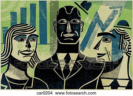 Three business colleagues standing together in front of charts View Large Illustration Stock Illustration - Three business colleagues standing together in front of charts. Fotosearch