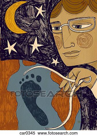 A man using calipers to measure a footprint on the earth View Large Illustration Stock Illustration - A man using calipers to measure a footprint on the earth. Fotosearch