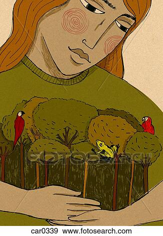A woman hugging trees View Large Illustration Stock Illustration - A woman hugging trees. Fotosearch