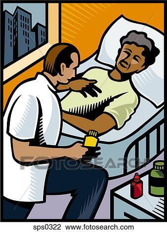 A doctor talking to a patient View Large Illustration Drawing - A doctor talking to a patient. Fotosearch