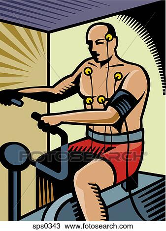 Drawing - A man undergoing a stress test. Fotosearch