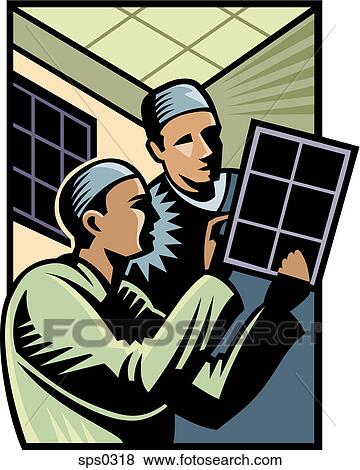 Stock Illustration - Doctors looking at x-rays scans. Fotosearch