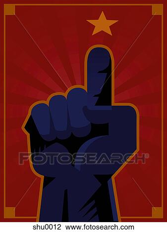 A hand with the index finger pointing to a star View Large Illustration Drawing - A hand with the index finger pointing to a star. Fotosearch