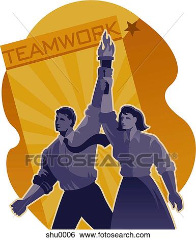 A man and woman demonstrating teamwork View Large Illustration Stock Illustration - A man and woman demonstrating teamwork. Fotosearch