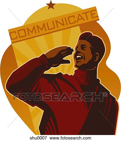 Stock Illustration - A man shouting to illustrate communication. Fotosearch