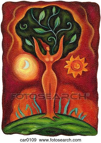 A woman with her body as a tree trunk and her arms as branches View Large Illustration Stock Illustration - A woman with her body as a tree trunk and her arms as branches. Fotosearch