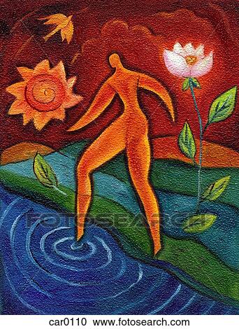 Outline of a man dipping his foot into a stream View Large Illustration Clipart - Outline of a man dipping his foot into a stream. Fotosearch