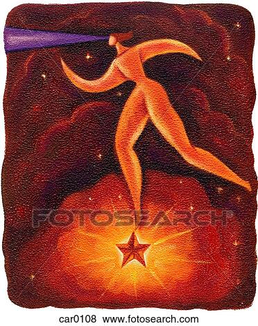 Outline of a woman standing on a star and looking through a telescope View Large Illustration Stock Illustration - Outline of a woman standing on a star and looking through a telescope. Fotosearch