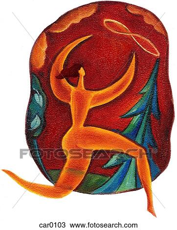 Outline of a woman trying to reach for an infinity sign in the sky View Large Illustration Drawing - Outline of a woman trying to reach for an infinity sign in the sky. Fotosearch