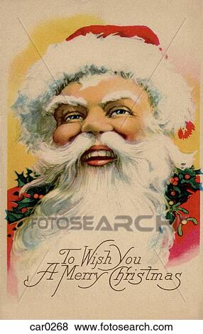Stock Illustration - Vintage Christmas postcard of Santa Claus. Fotosearch