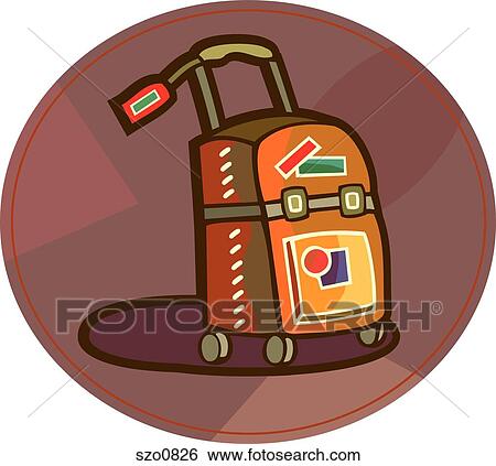 A luggage with tags and stickers View Large Illustration Stock Illustration - A luggage with tags and stickers. Fotosearch