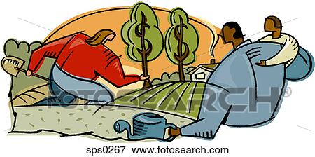 Stock Illustration - A family living on their farm. Fotosearch