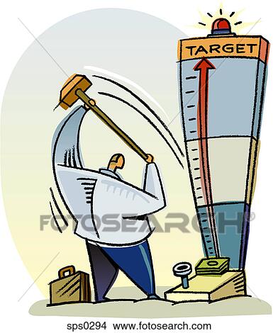 A man hitting the sales target View Large Illustration Stock Illustration - A man hitting the sales target. Fotosearch