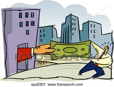 A man stretching a dollar bill View Large Illustration Stock Illustration - A man stretching a dollar bill. Fotosearch