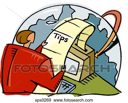 A woman receiving tips through a computer View Large Illustration Stock Illustration - A woman receiving tips through a computer. Fotosearch