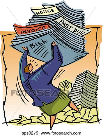 A woman smothered by bills and invoices View Large Illustration Stock Illustration - A woman smothered by bills and invoices. Fotosearch