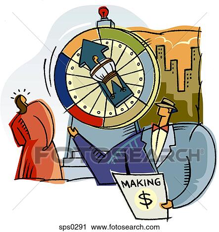 A woman spinning a game wheel View Large Illustration Clip Art - A woman spinning a game wheel. Fotosearch