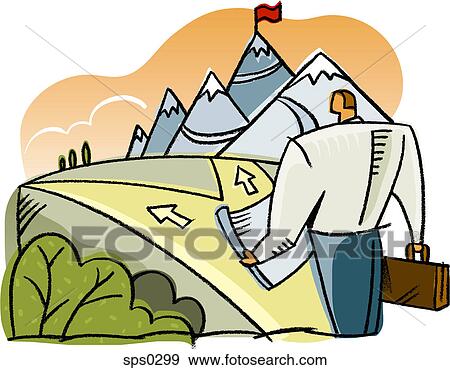 Stock Illustration - A man at a crossroad. Fotosearch