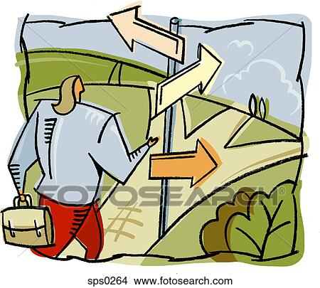 A woman deciding which path to take View Large Illustration Stock Illustration - A woman deciding which path to take. Fotosearch