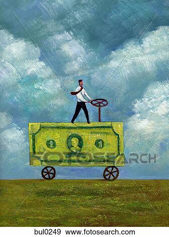 Businessman driving a truck made of banknote View Large Illustration Stock Illustration - Businessman driving a truck made of banknote. Fotosearch