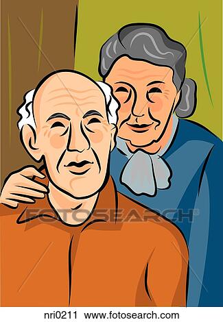 Clip Art - Portrait of an elderly couple. Fotosearch