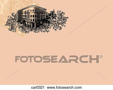 An older style building on a pink background View Large Illustration Clip Art - An older style building on a pink background. Fotosearch
