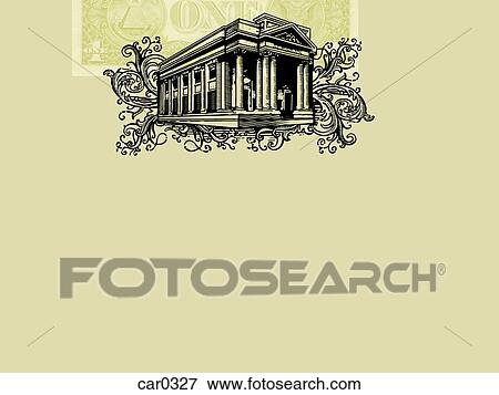 Bank building and a US dollar bill on yellow background View Large Illustration Stock Illustration - Bank building and a US dollar bill on yellow background. Fotosearch