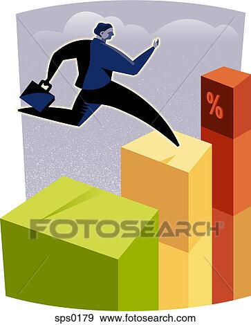 A businessman jumping on columns View Large Illustration Stock Illustration - A businessman jumping on columns. Fotosearch