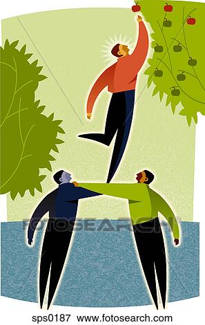 A group of businessmen picking apples from a tree View Large Illustration Stock Illustration - A group of businessmen picking apples from a tree. Fotosearch