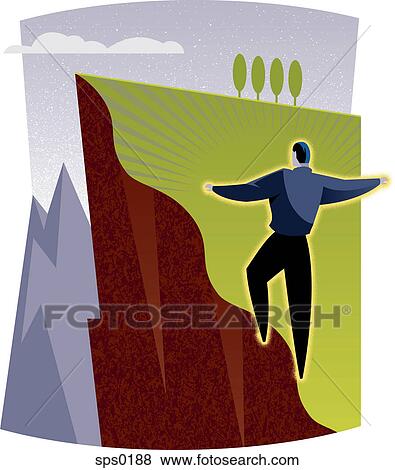 A man on the edge of a steep hill View Large Illustration Stock Illustration - A man on the edge of a steep hill. Fotosearch