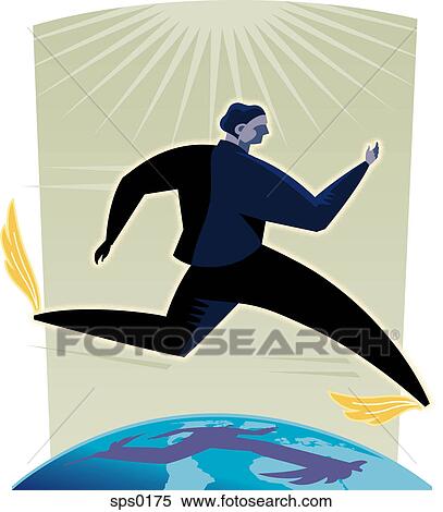 A man racing across the world View Large Illustration Stock Illustration - A man racing across the world. Fotosearch