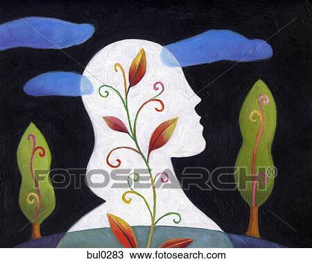 Silhouette of a woman in nature View Large Illustration Drawing - Silhouette of a woman in nature. Fotosearch