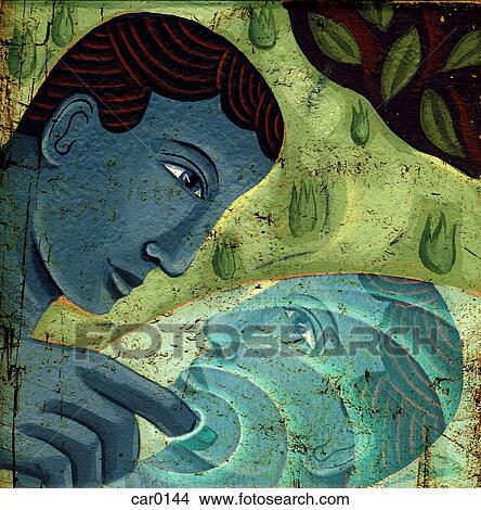 A man touching his reflection in the water View Large Illustration Stock Illustration - A man touching his reflection in the water. Fotosearch