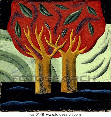 Stock Illustration - Two trees growing close together. Fotosearch