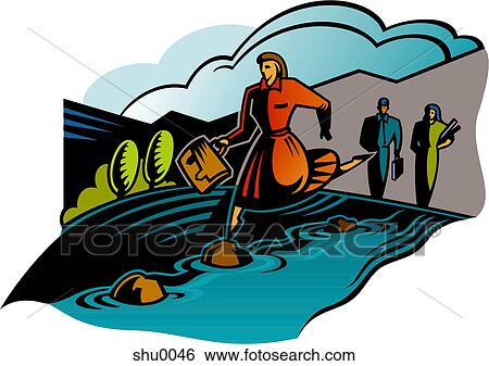 A woman leaping on stones across a stream View Large Illustration Stock Illustration - A woman leaping on stones across a stream. Fotosearch